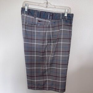 Nike Golf Bermuda Plaid Gray Shorts Mens 35 Performance Comfy Stretch
